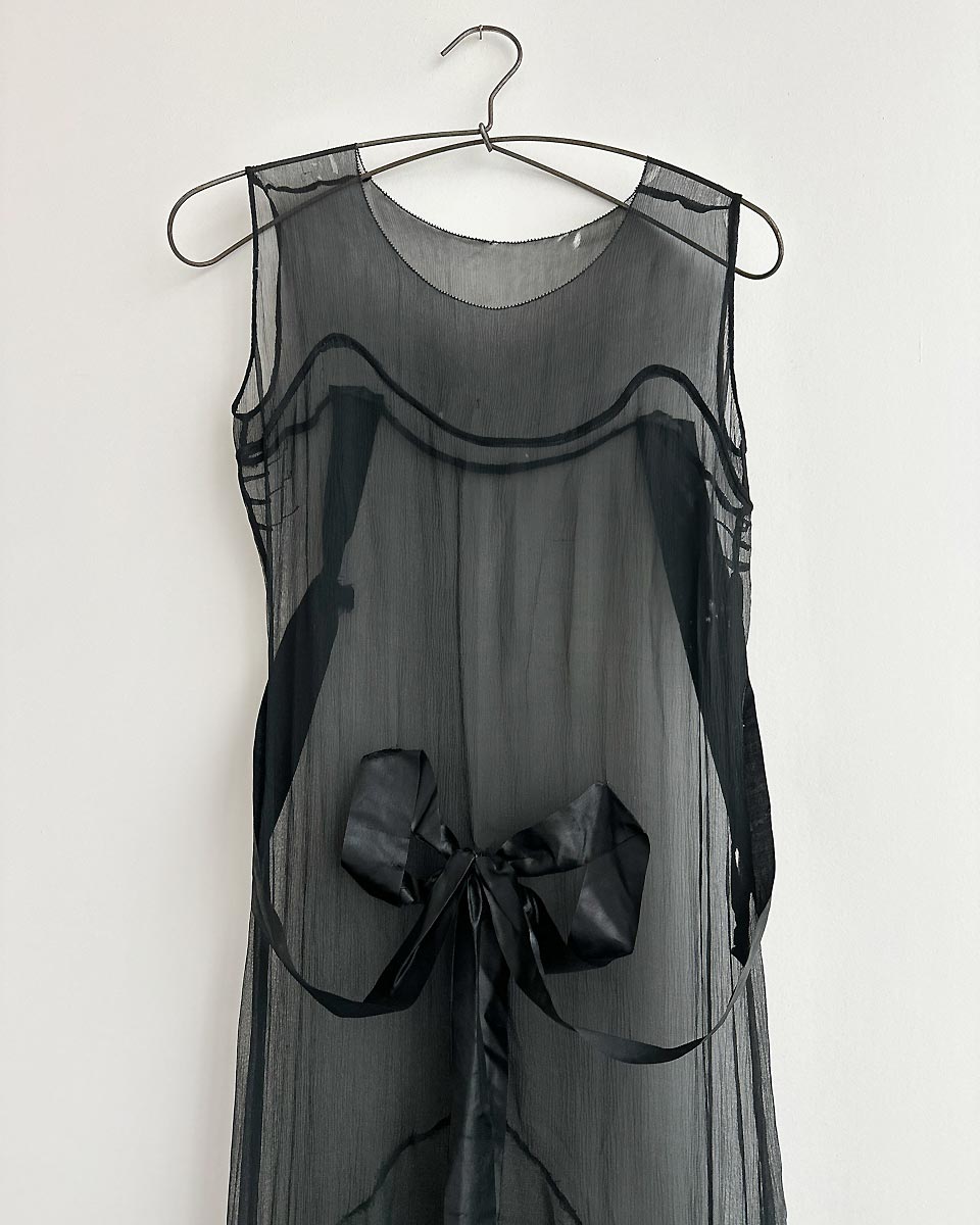 1920s Sheer Black Silk Dress