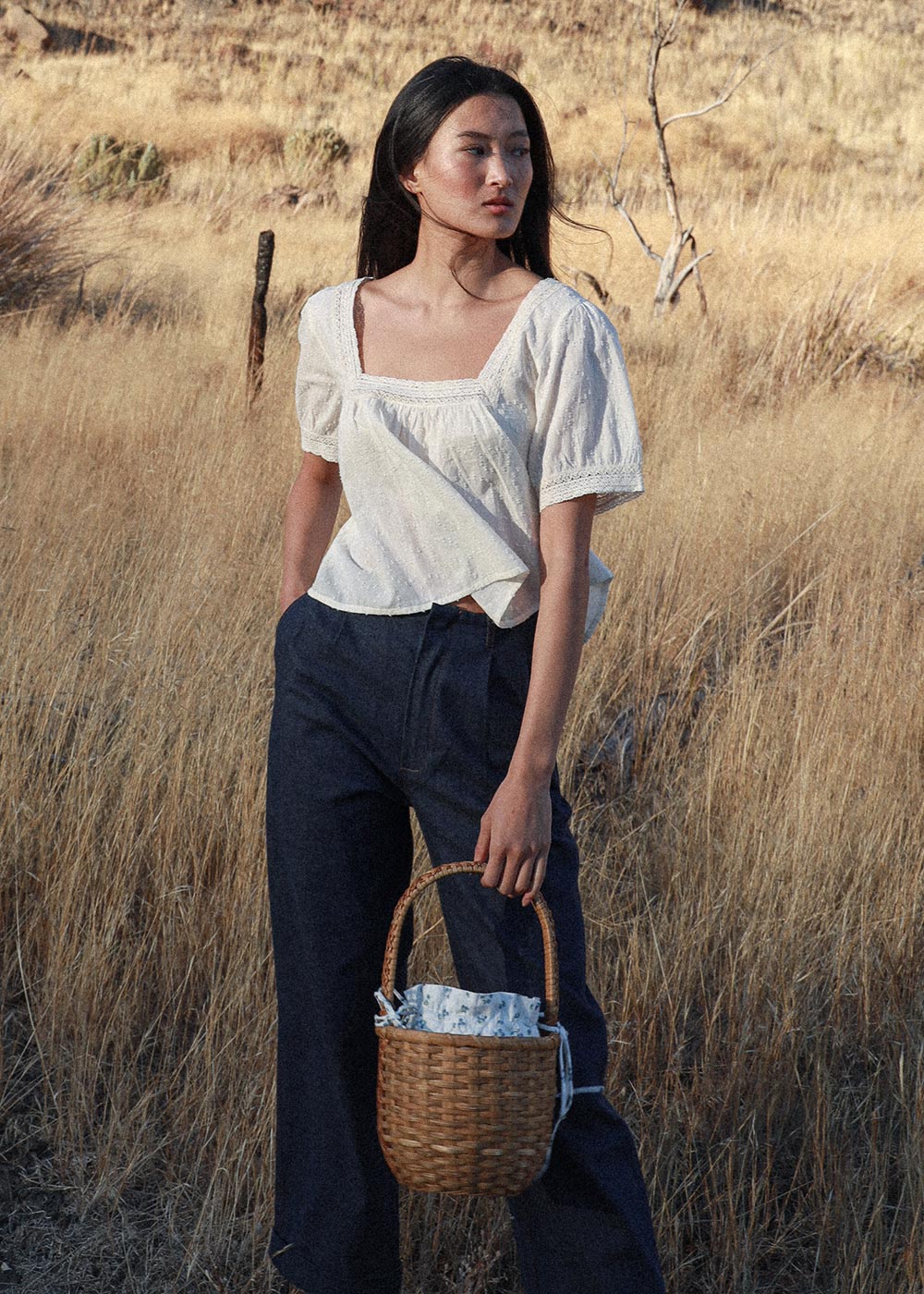 Romantic Slow Fashion Label - Bea Top - Cream Cotton 70s Inspired Peasant Top - Atèlette