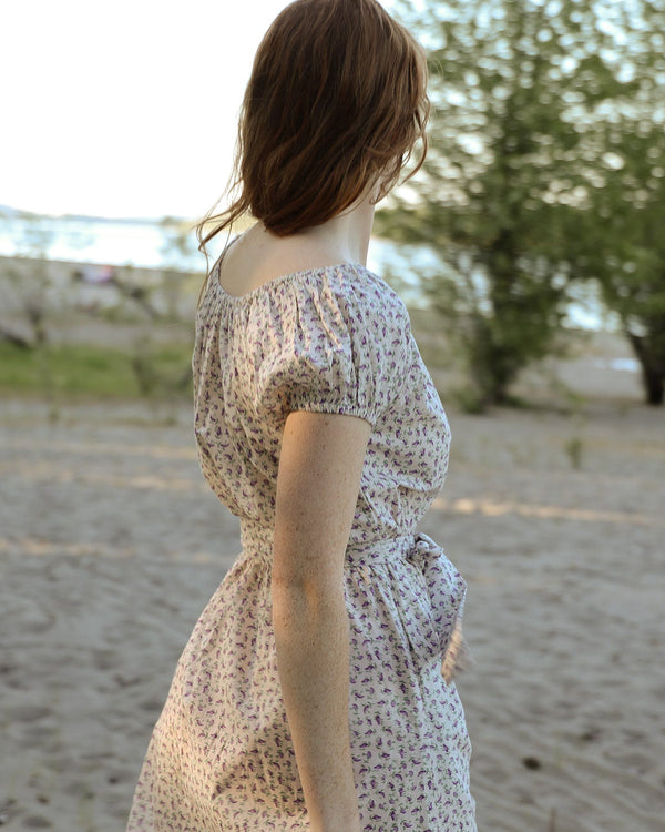 Atèlette Lavender Floral Button Down Midi Dress - CALAIS - Consciously Crafted