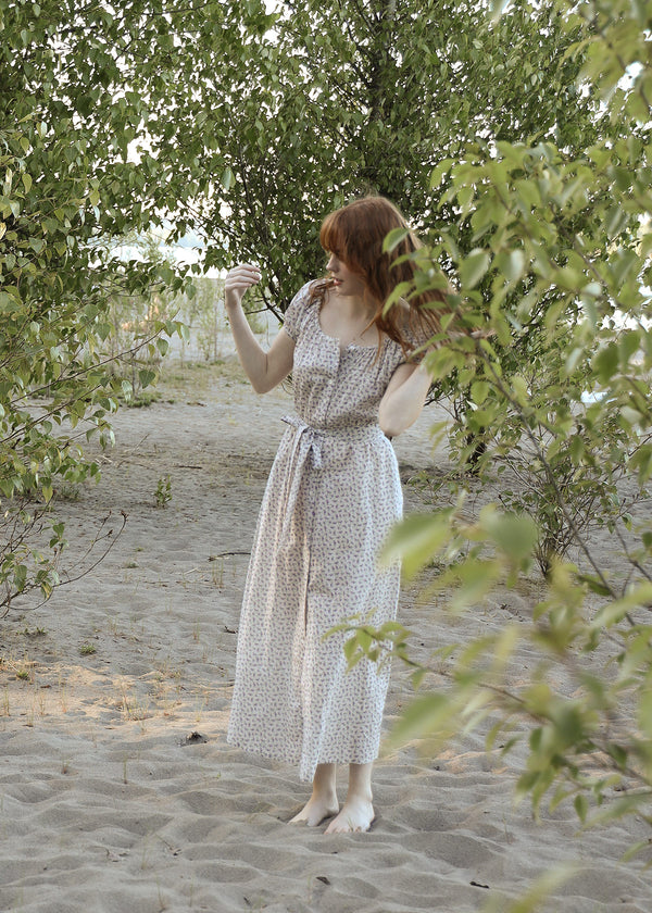 Atèlette Lavender Floral Button Down Midi Dress - CALAIS - Consciously Crafted