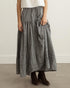 Gardenne Skirt in Prairie Noir — vintage-inspired cotton gingham midi skirt with drawstring waist and pleated hem.