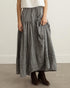 Gardenne Skirt in Prairie Noir — vintage-inspired cotton gingham midi skirt with drawstring waist and pleated hem.
