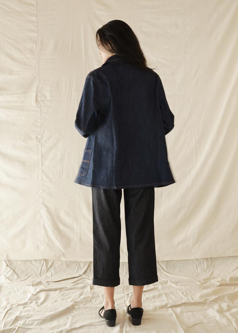 Atèlette Dark Wash Denim Chore Coat - HANSEN - Sustainable Women's Clothing