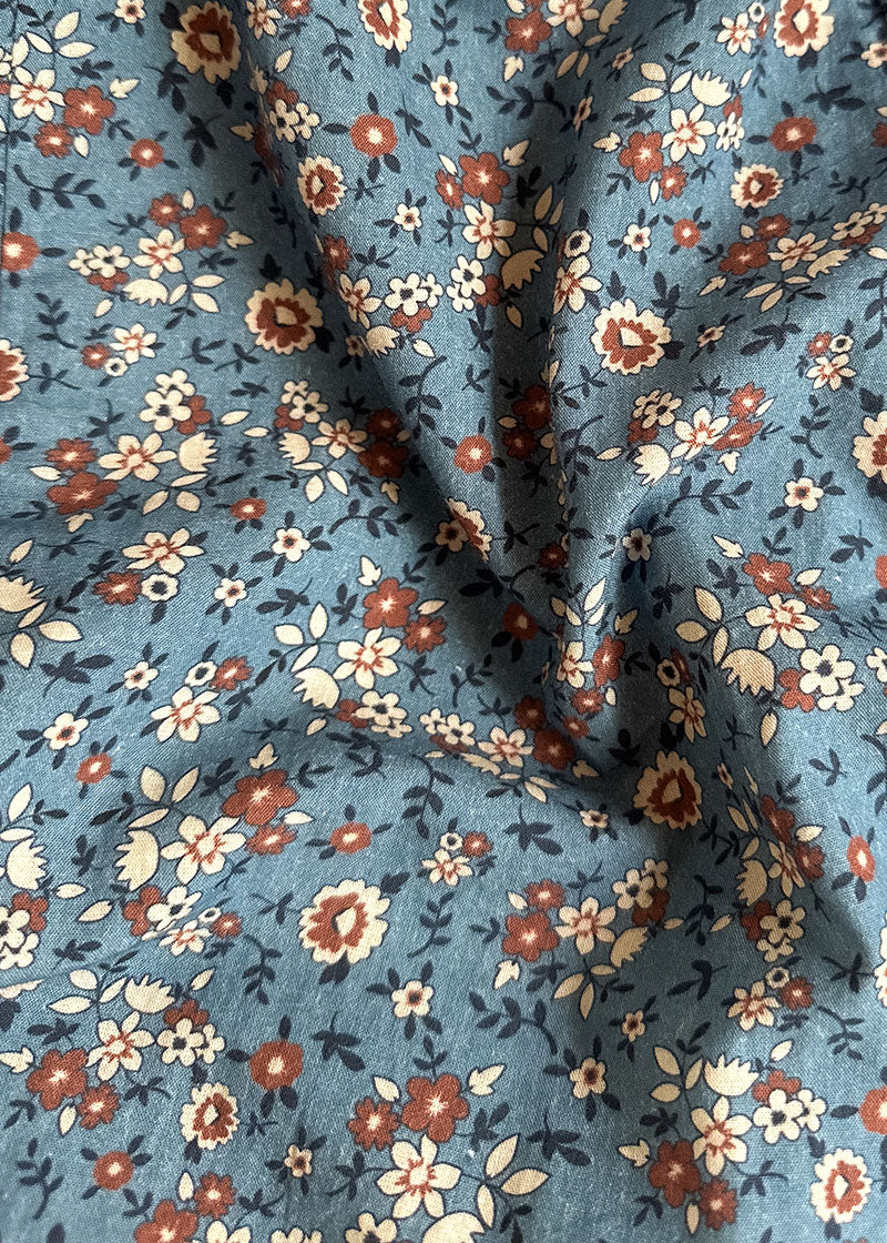 Atèlette Blue Floral Lace Up Midi Sundress - MICHAELA - Romantic Sustainable Clothing