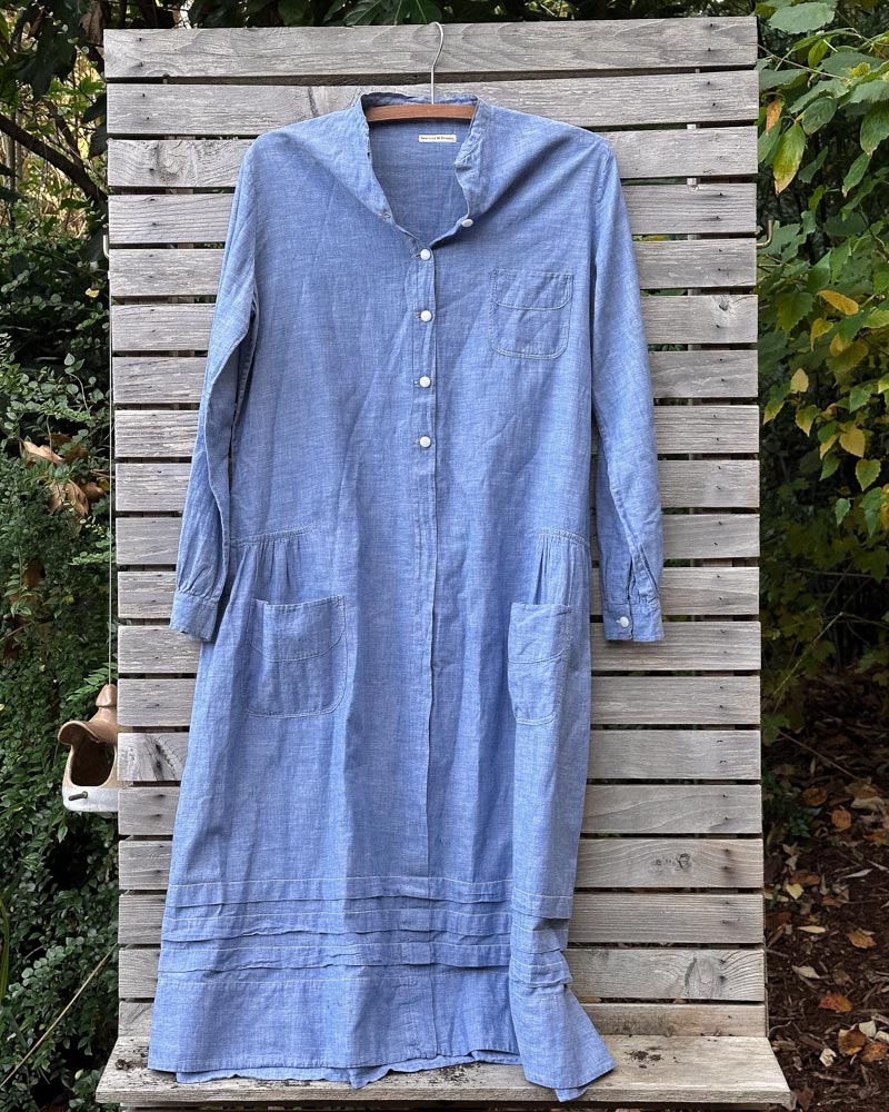 Vintage 1920s Chambray Work Dress