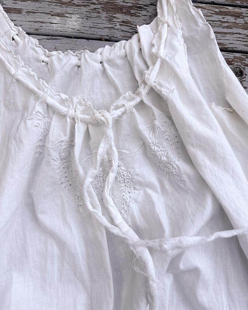 Antique 1920s Cotton Chemise Step-In
