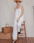 Louisette Top in Lait warm white cotton with pintucks and lace trim