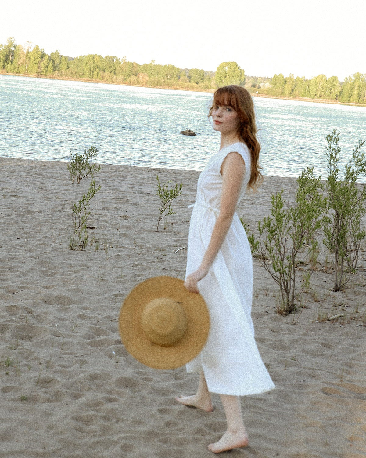 Atèlette - Antique Inspired White Cotton Midi Dress - DASHWOOD - Consciously Crafted