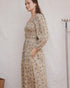 Louise Dress in Terrasse hand block print cotton with smocked bodice and puff sleeves