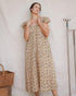 Lia hand block print cotton midi dress in Terrasse with relaxed smock silhouette