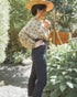 Amelia Blouse in Terrasse hand block print cotton with coconut husk buttons