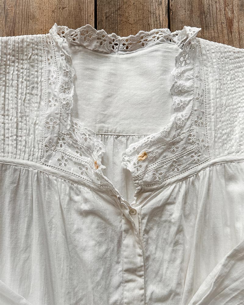 Antique Cotton Pintuck Nightgown