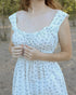 Atèlette White Cotton Ditsy Floral Midi Dress - HELENE - Consciously Crafted Clothing