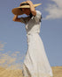ATÈLETTE - Consciously Crafted Clothing - Blue striped cotton gauze midi wrap dress - PEMBERLEY