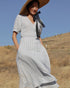 ATÈLETTE - Consciously Crafted Clothing - Blue striped cotton gauze midi wrap dress - PEMBERLEY