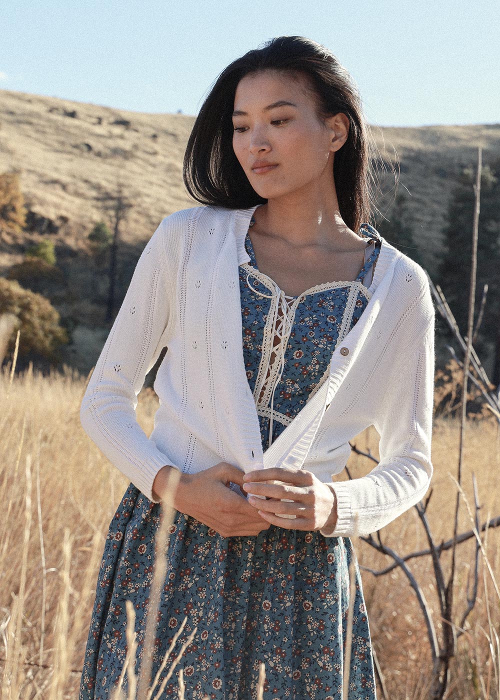 ATÈLETTE - Soft White Bamboo Cotton Pointelle Cardigan - SORELLE - Romantic Slow Fashion Label