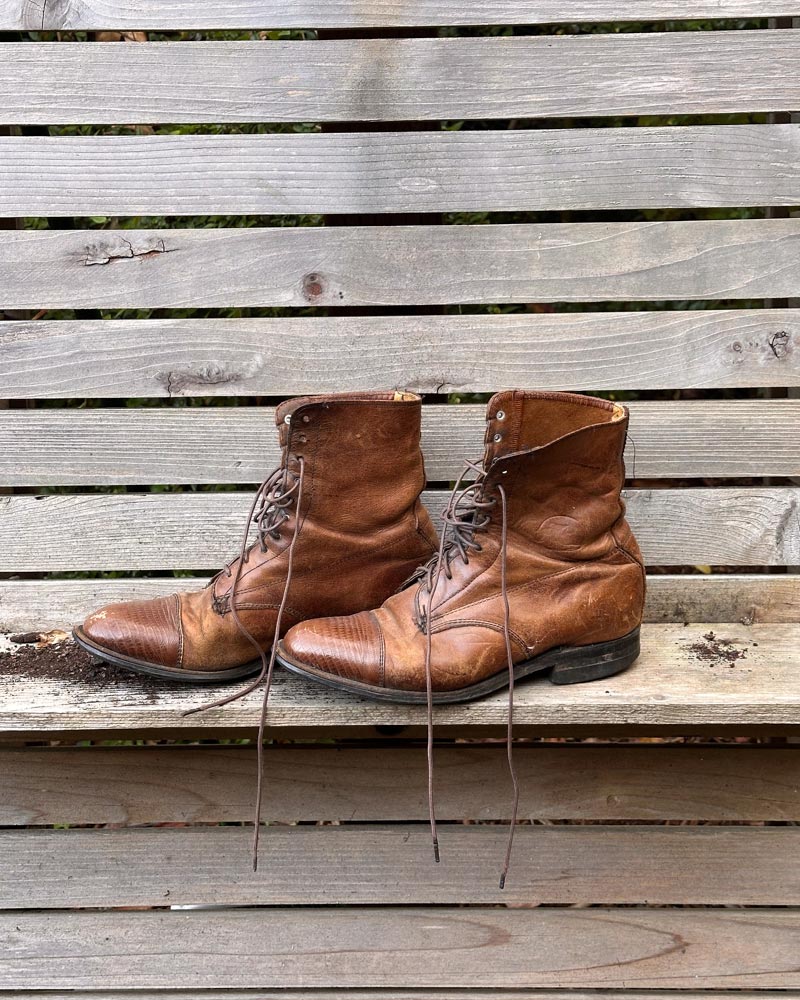 Vintage Two Toned Leather Lace-Up Boots