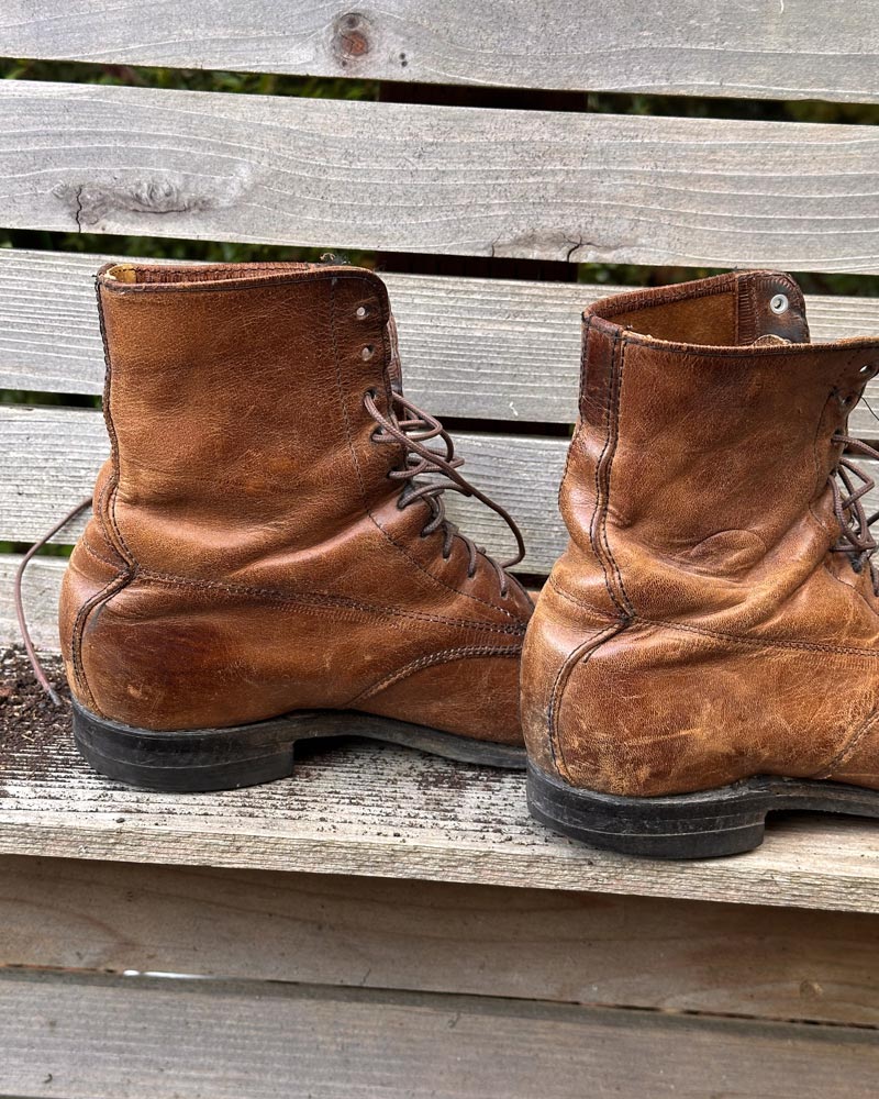 Vintage Two Toned Leather Lace-Up Boots