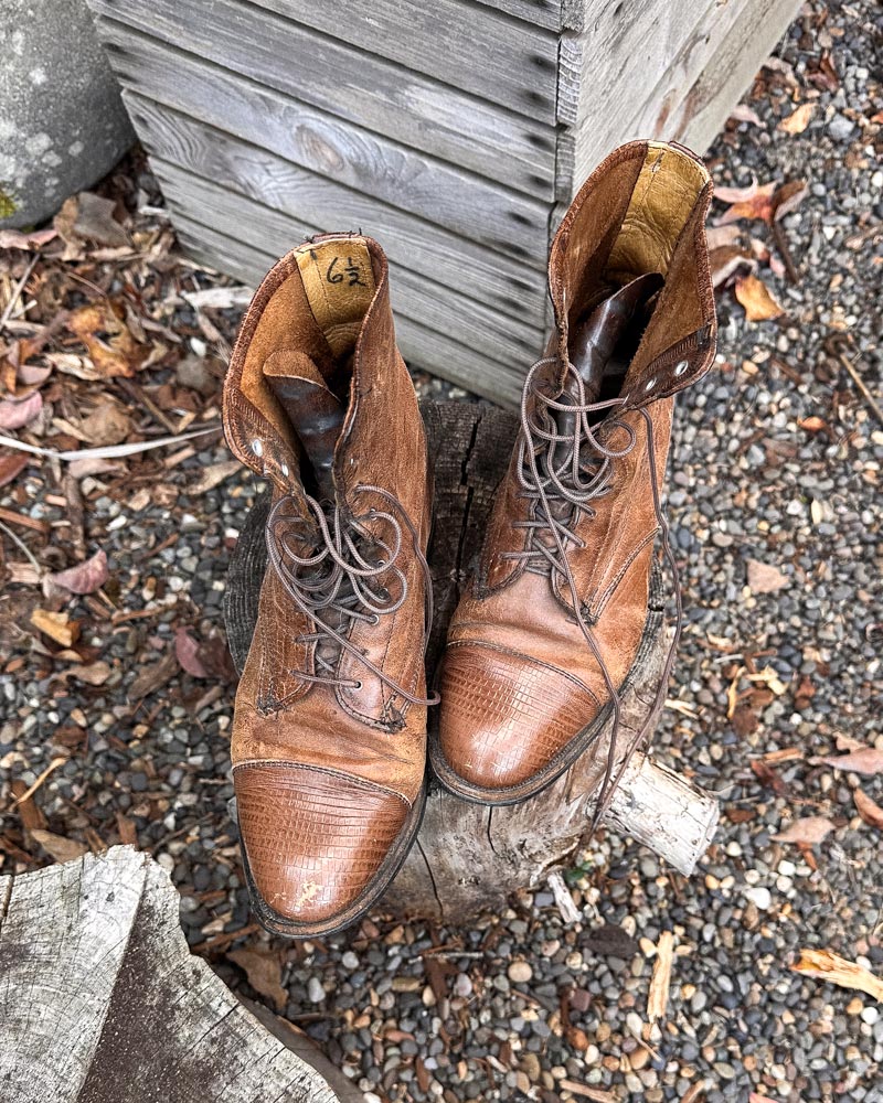 Vintage Two Toned Leather Lace-Up Boots