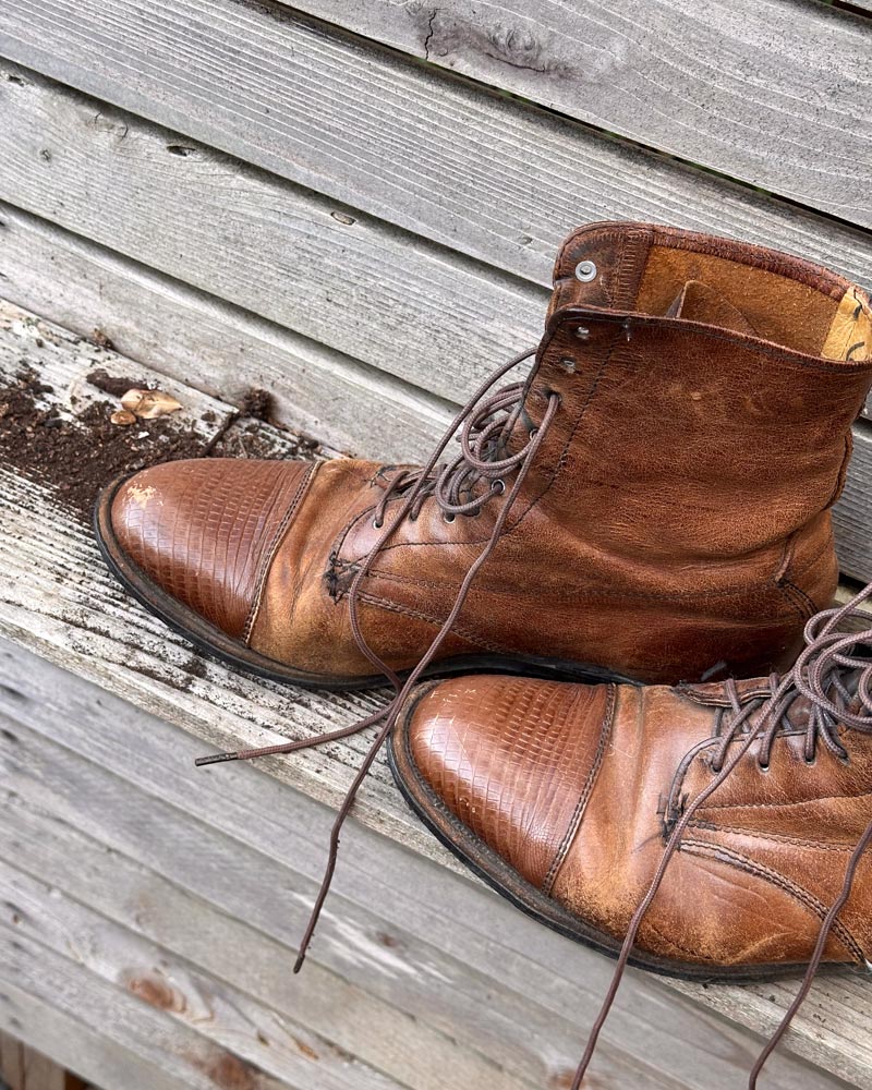 Vintage Two Toned Leather Lace-Up Boots