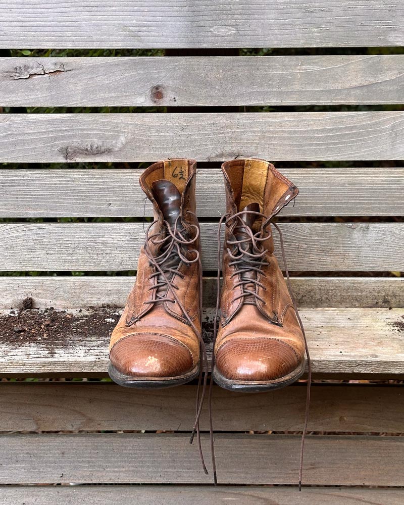 Vintage Two Toned Leather Lace-Up Boots