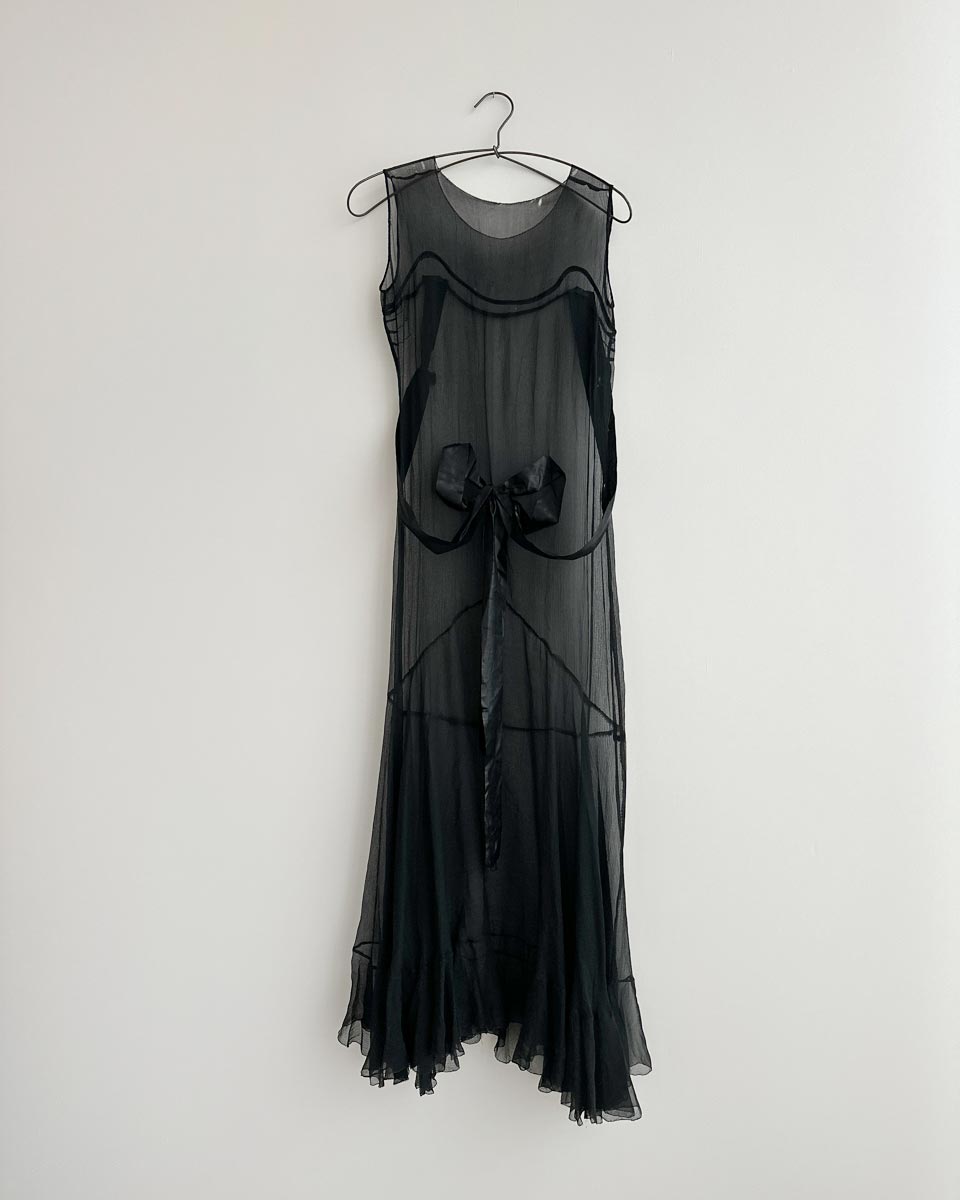 1920s Sheer Black Silk Dress Atlette 1920s Sheer Black Silk Dress Atlette