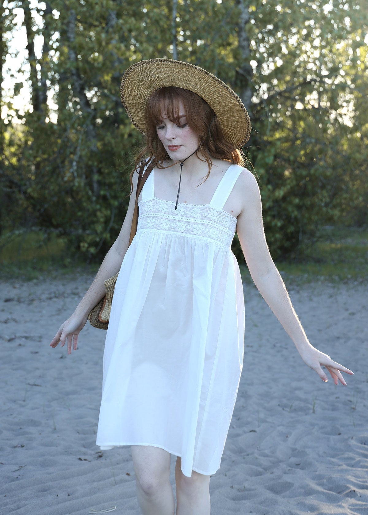 Atèlette Antique Inspired White Cotton Midi Dress DASHWOOD