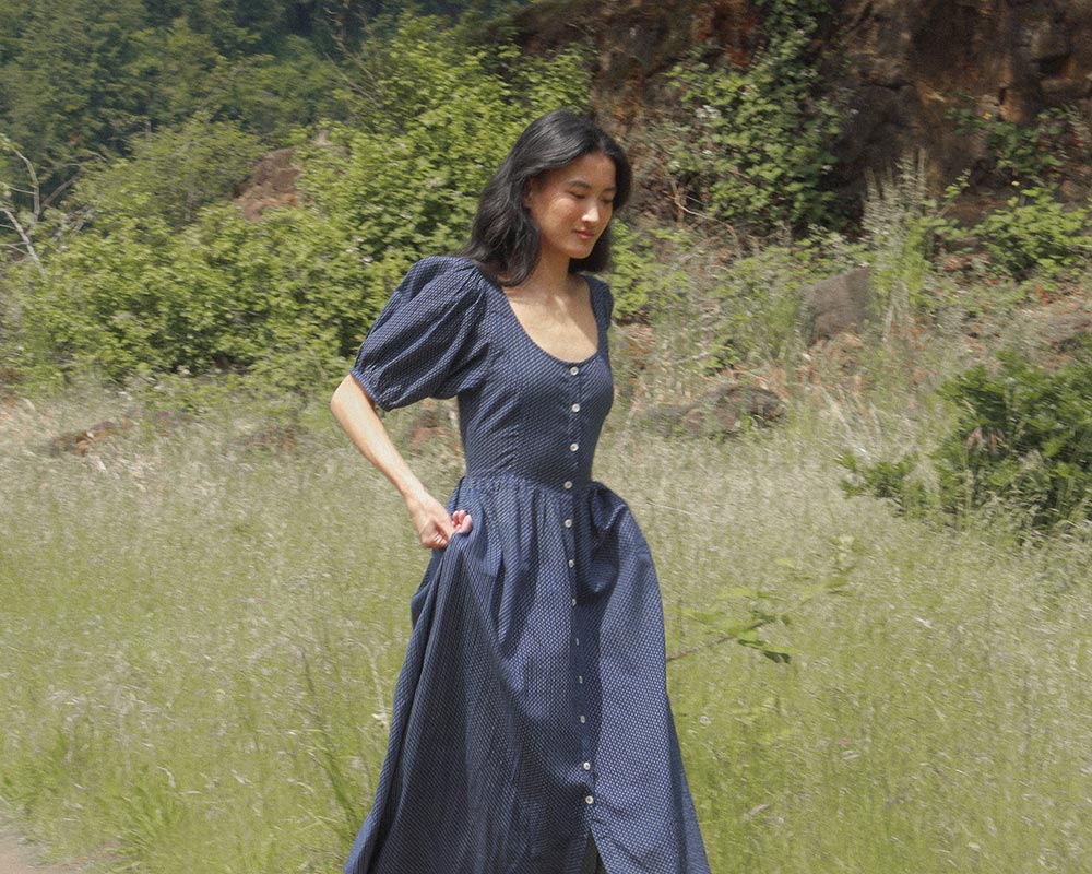 Vintage Inspired Puff Sleeve Button Down Maxi Dress - Persephone Dress - Romantic Sustainable Clothing Vintage Inspired Puff Sleeve Button Down Maxi Dress - Persephone Dress - Romantic Sustainable Clothing